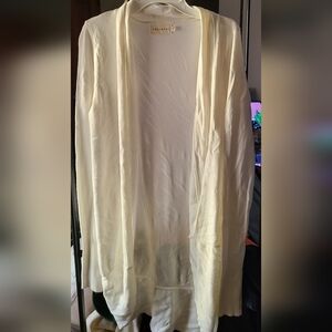 Dreamers Soft Cream Open Front Rounded Cut Light Weight Cardigan